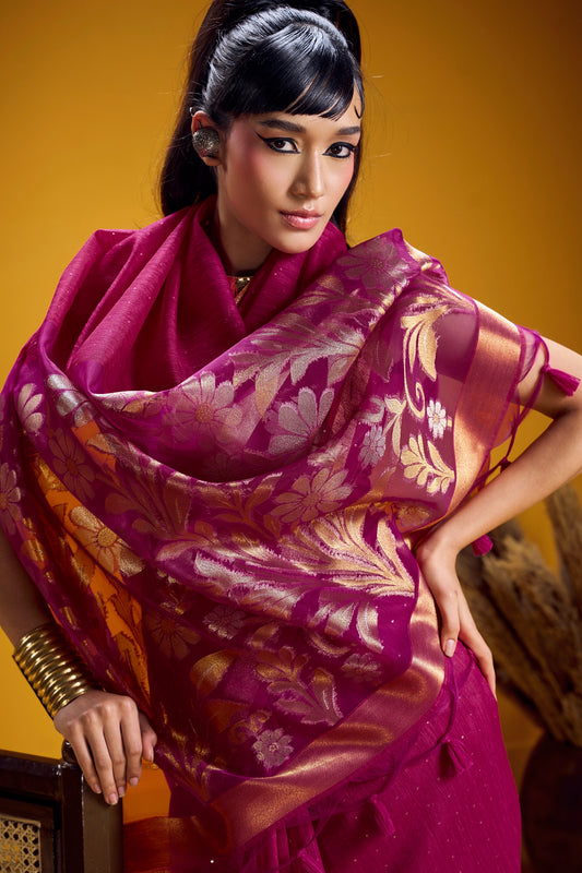 Pink Woven Munga Silk Saree-SAR12336_2_SareeButa.com
