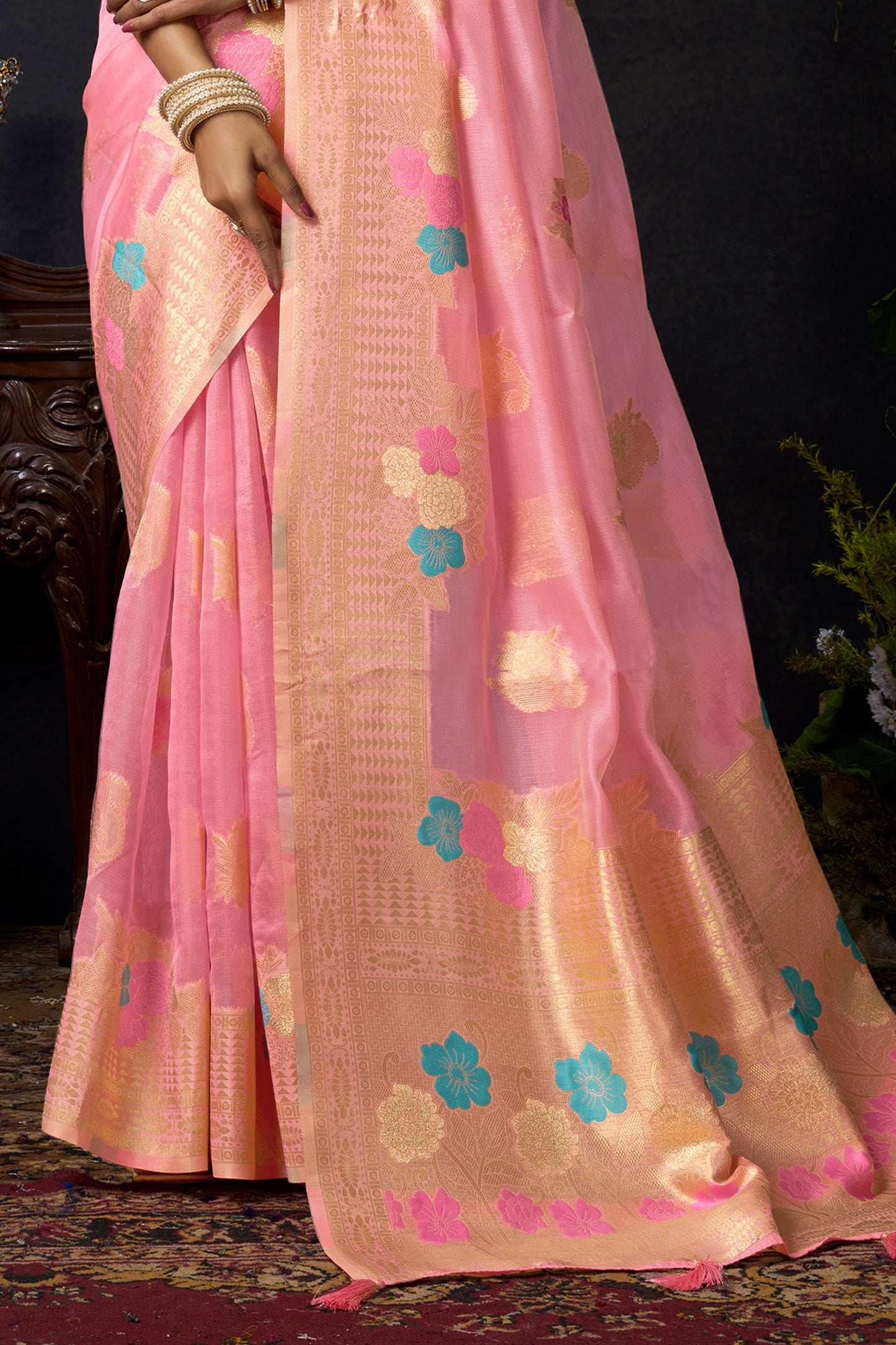 Pink Woven Organza Saree-SAR12616_4_SareeButa.com