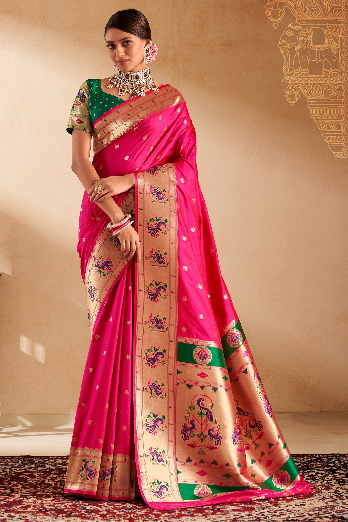 Pink Woven Paithani Saree-ZB134708_1_SareeButa.com