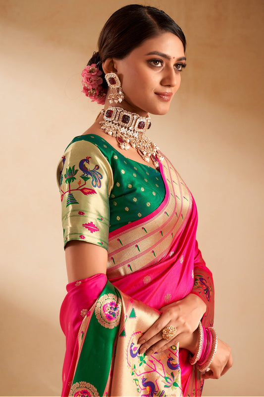 Pink Woven Paithani Saree-ZB134708_2_SareeButa.com