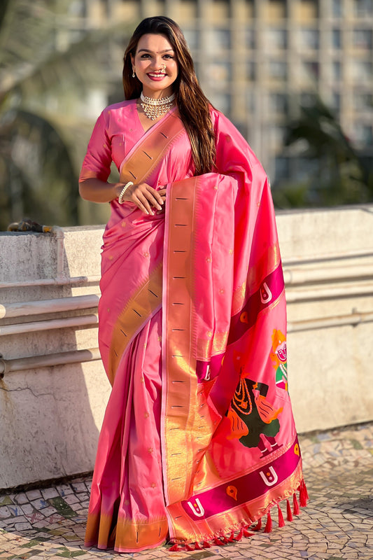 Pink Woven Paithani Saree-ZB134810_1_SareeButa.com