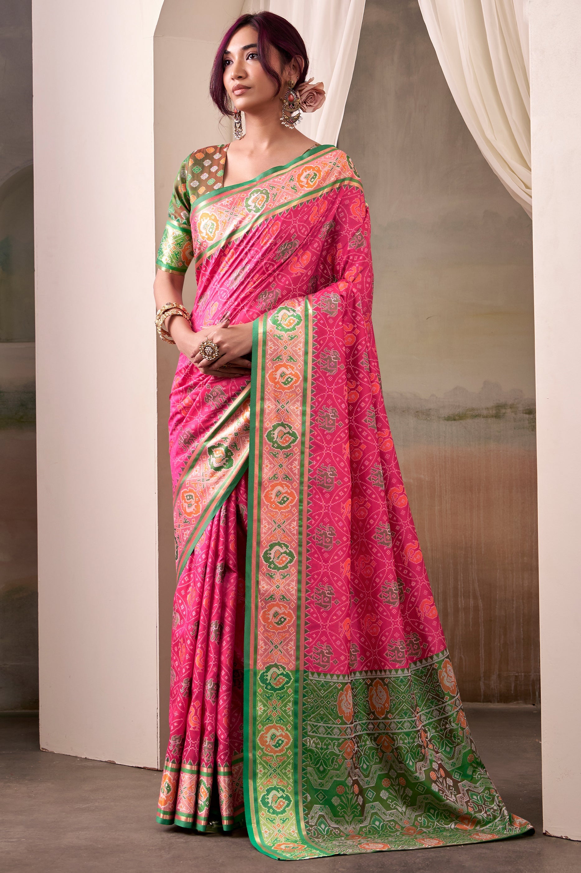 Pink Woven Patola Silk Saree-SAR10024_1_SareeButa.com