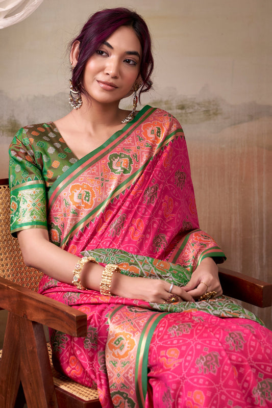 Pink Woven Patola Silk Saree-SAR10024_2_SareeButa.com