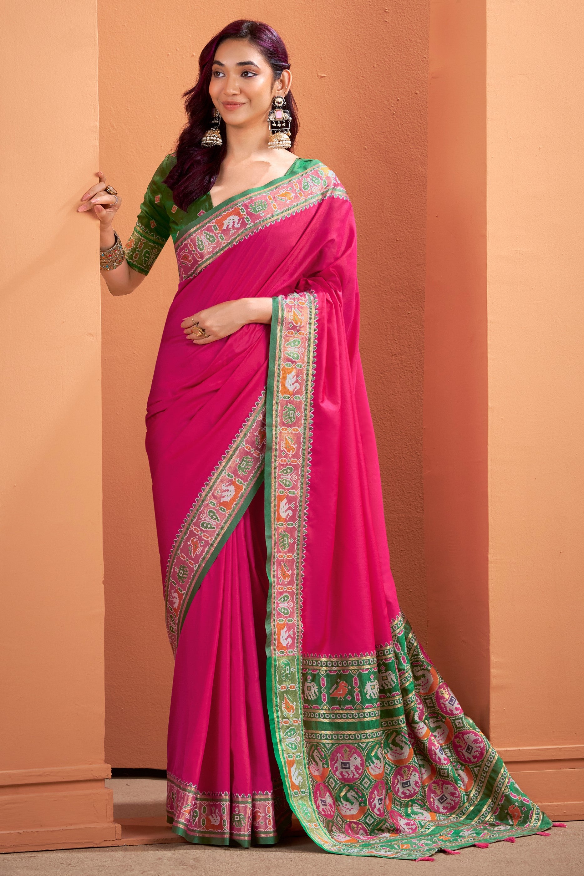 Pink Woven Patola Silk Saree-SAR10036_1_SareeButa.com