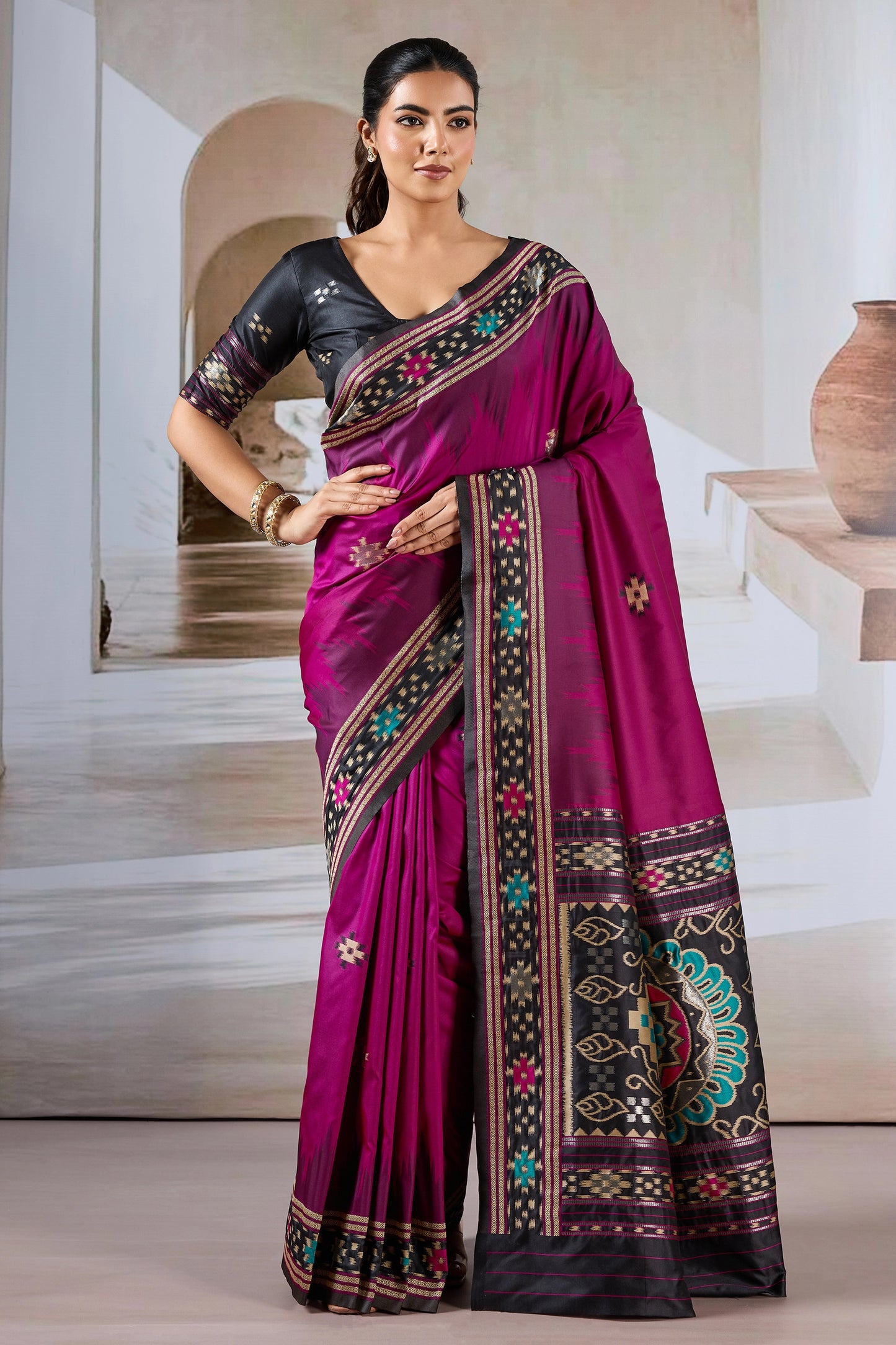 Pink Woven Patola Silk Saree-SAR12423_1_SareeButa.com
