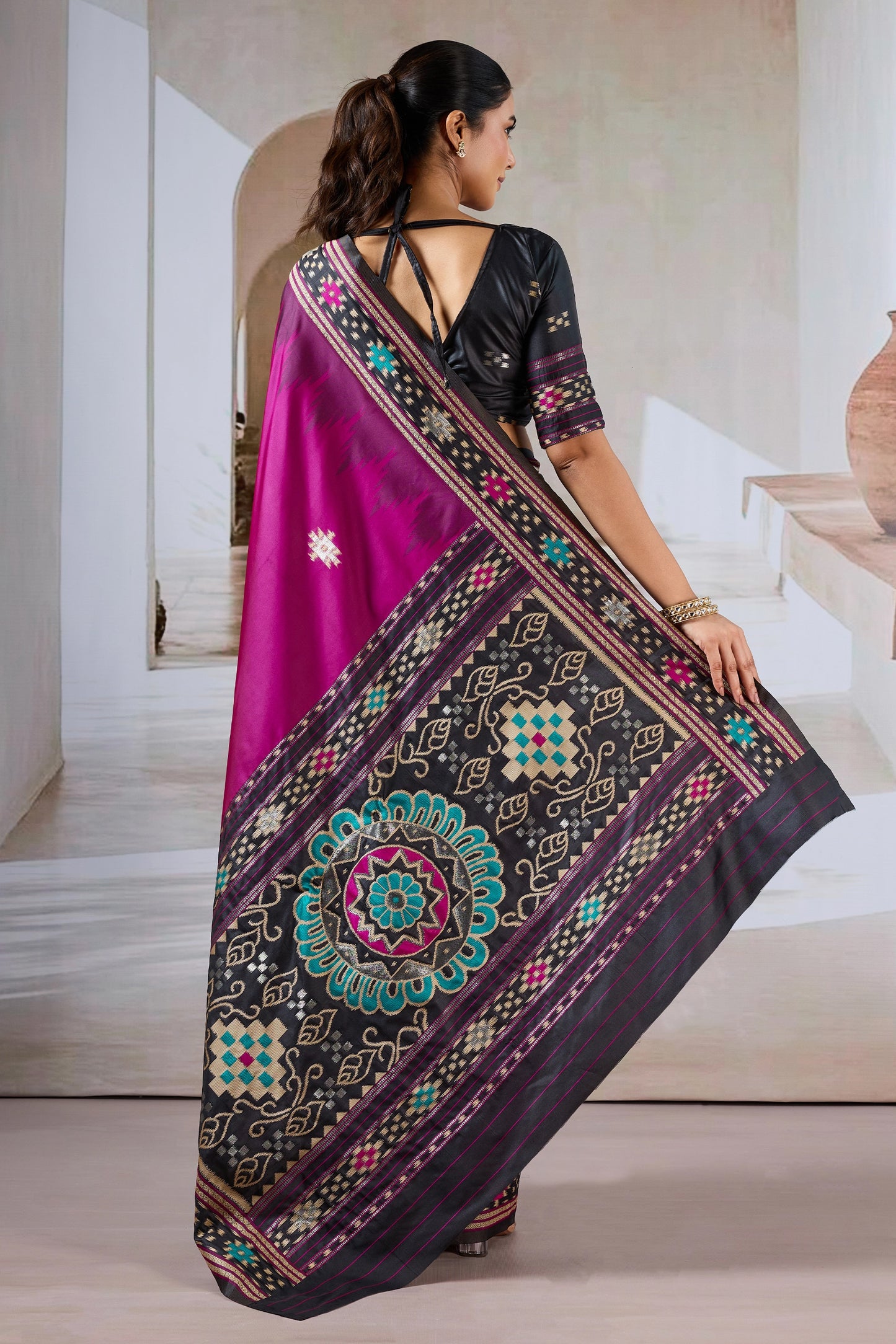 Pink Woven Patola Silk Saree-SAR12423_3_SareeButa.com