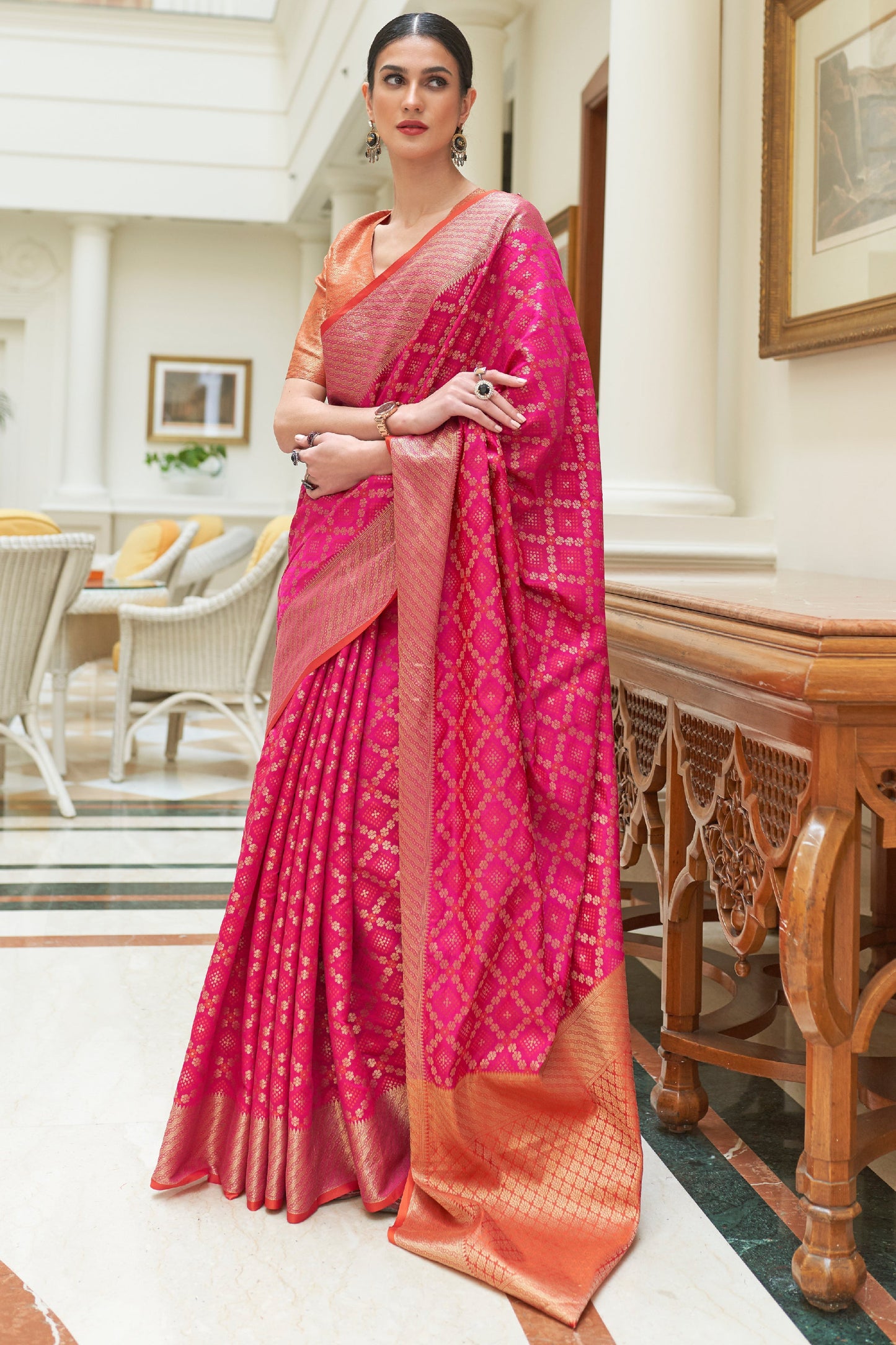 Pink Woven Patola Silk Saree-ZB133887_1_SareeButa.com