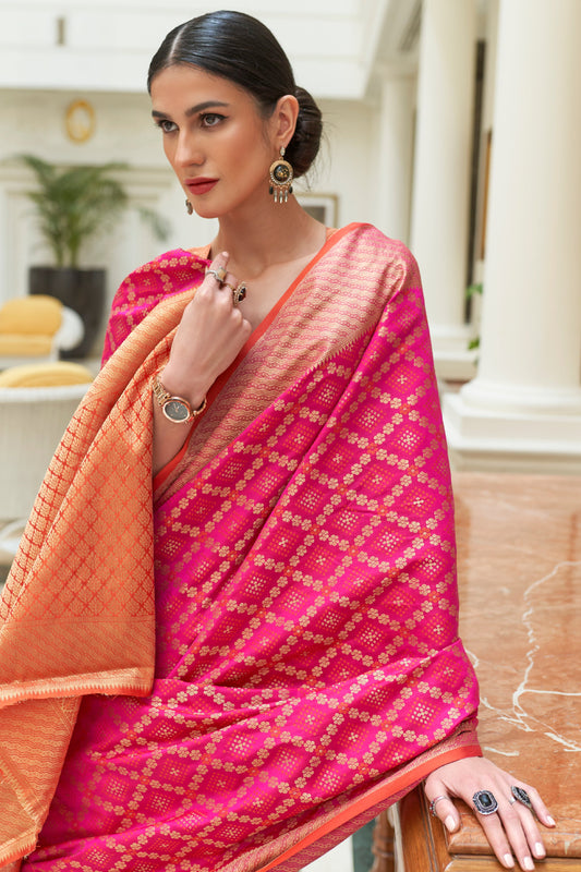 Pink Woven Patola Silk Saree-ZB133887_2_SareeButa.com