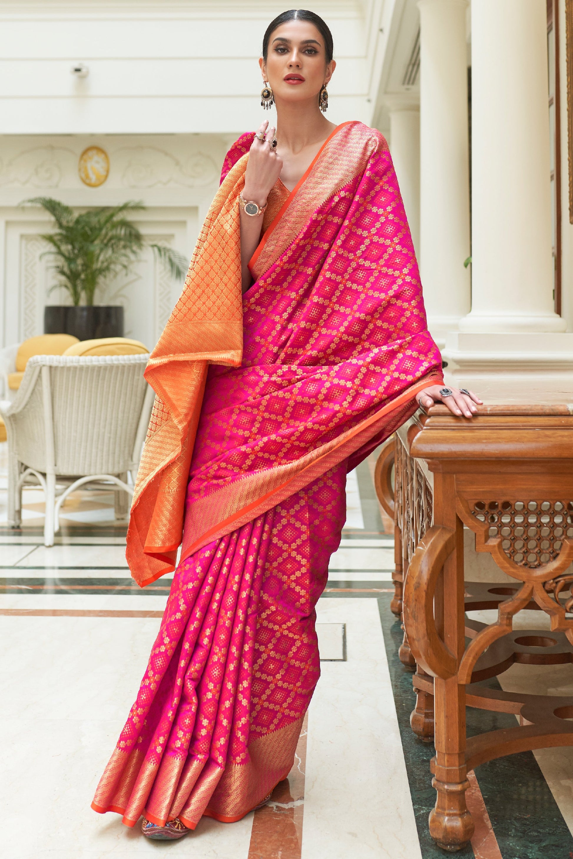 Pink Woven Patola Silk Saree-ZB133887_3_SareeButa.com