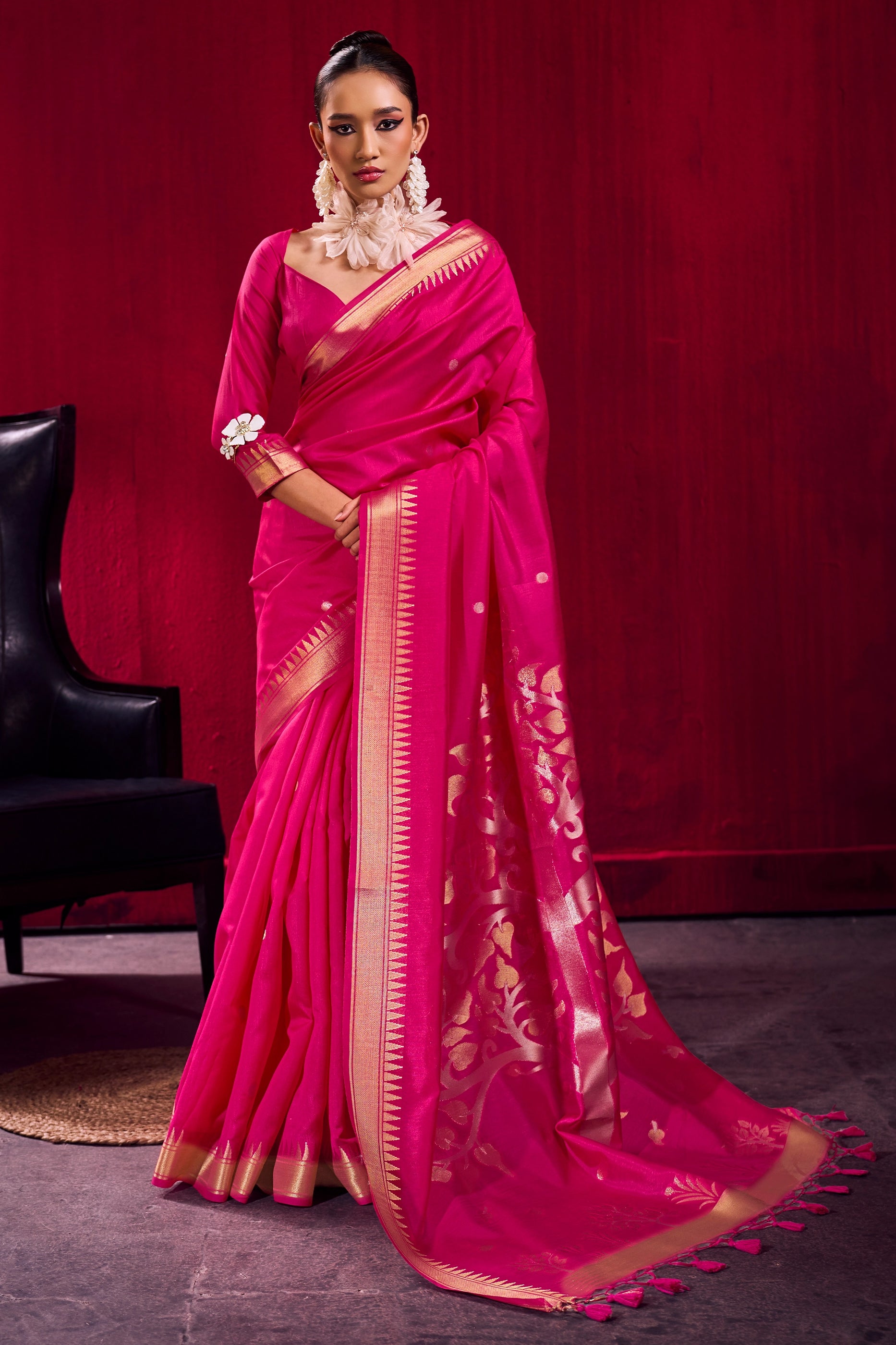 Pink Woven Satin Saree-SAR12381_1_SareeButa.com