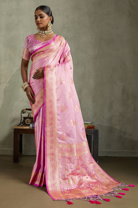 Pink Woven Satin Silk Banarasi Saree-SAR11809_1_SareeButa.com