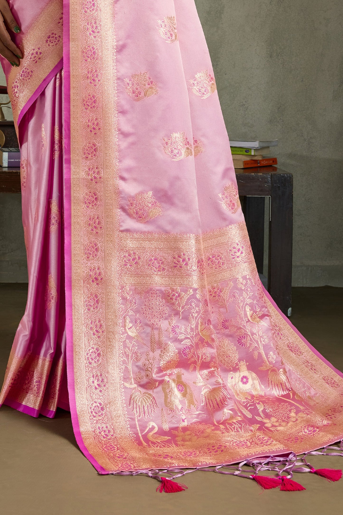 Pink Woven Satin Silk Banarasi Saree-SAR11809_5_SareeButa.com