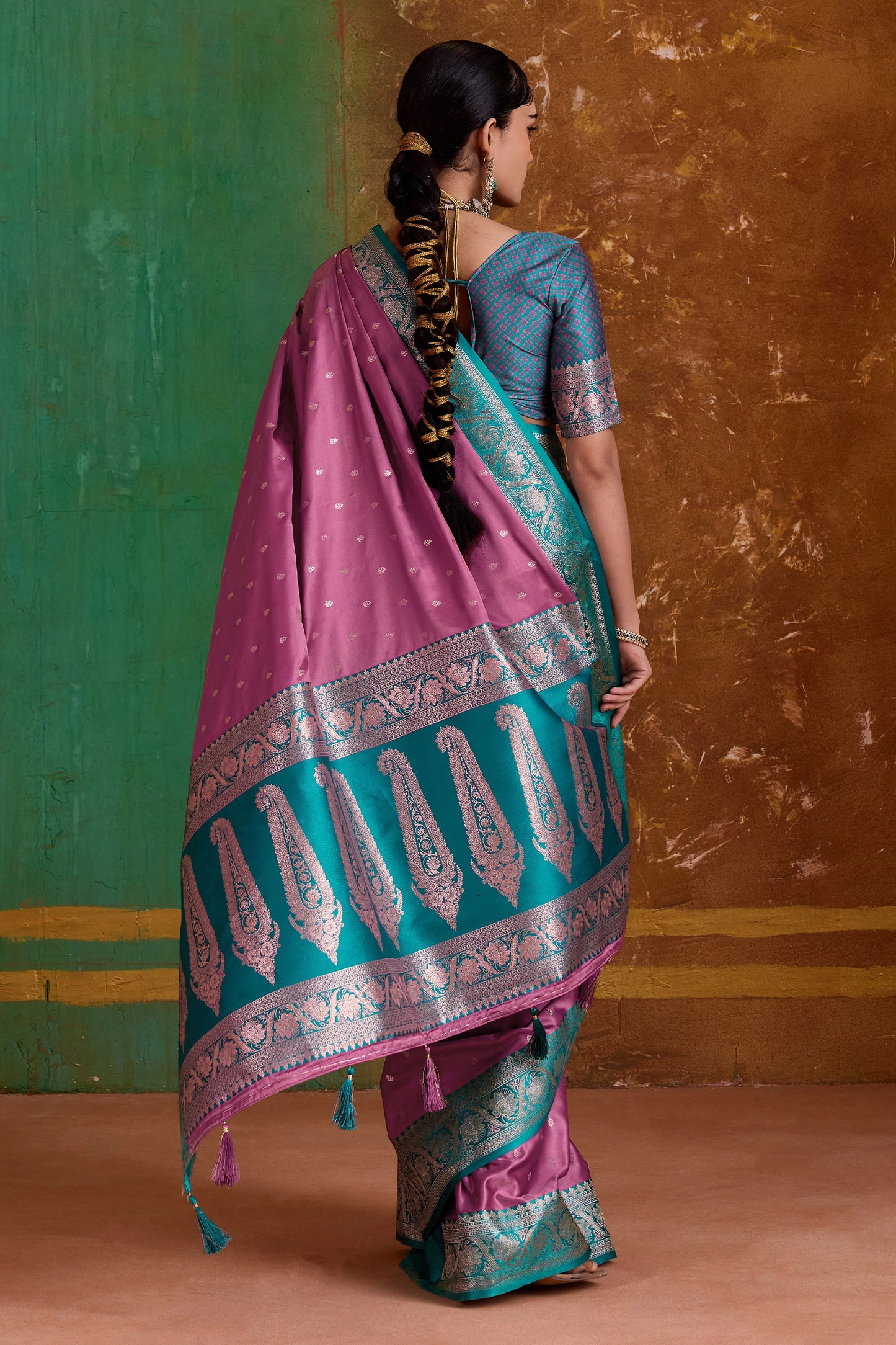 Pink Woven Satin Silk Saree-SAR12350_4_SareeButa.com