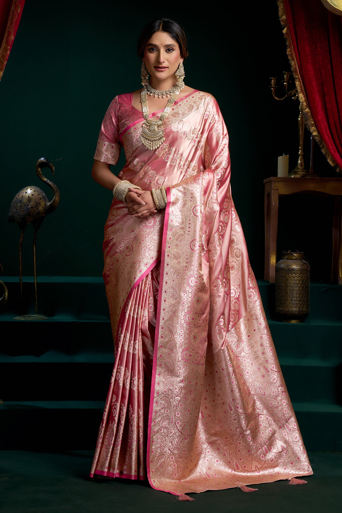 Pink Woven Satin Silk Saree-SAR12680_1_SareeButa.com
