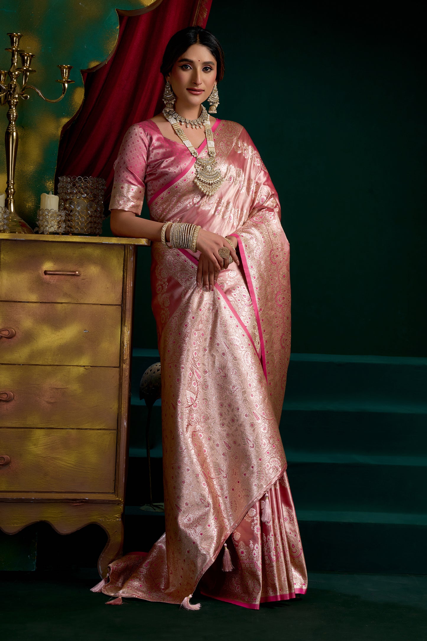 Pink Woven Satin Silk Saree-SAR12680_3_SareeButa.com