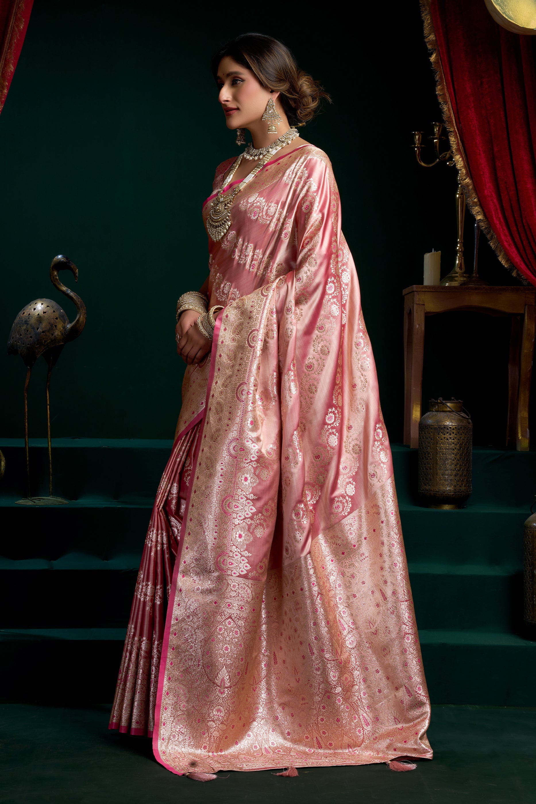 Pink Woven Satin Silk Saree-SAR12680_4_SareeButa.com
