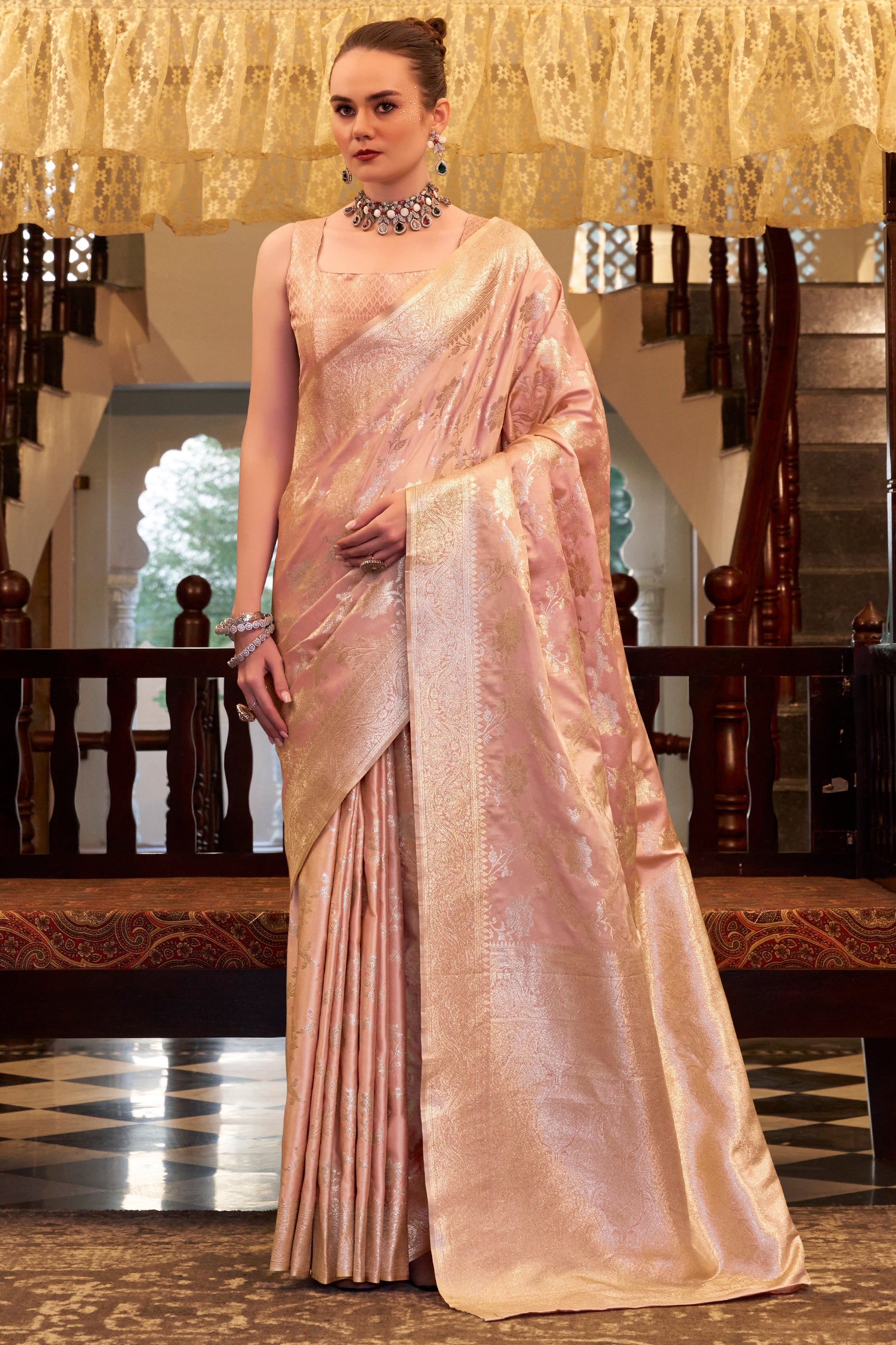 Pink Woven Satin Silk Saree-ZB134404_1_SareeButa.com
