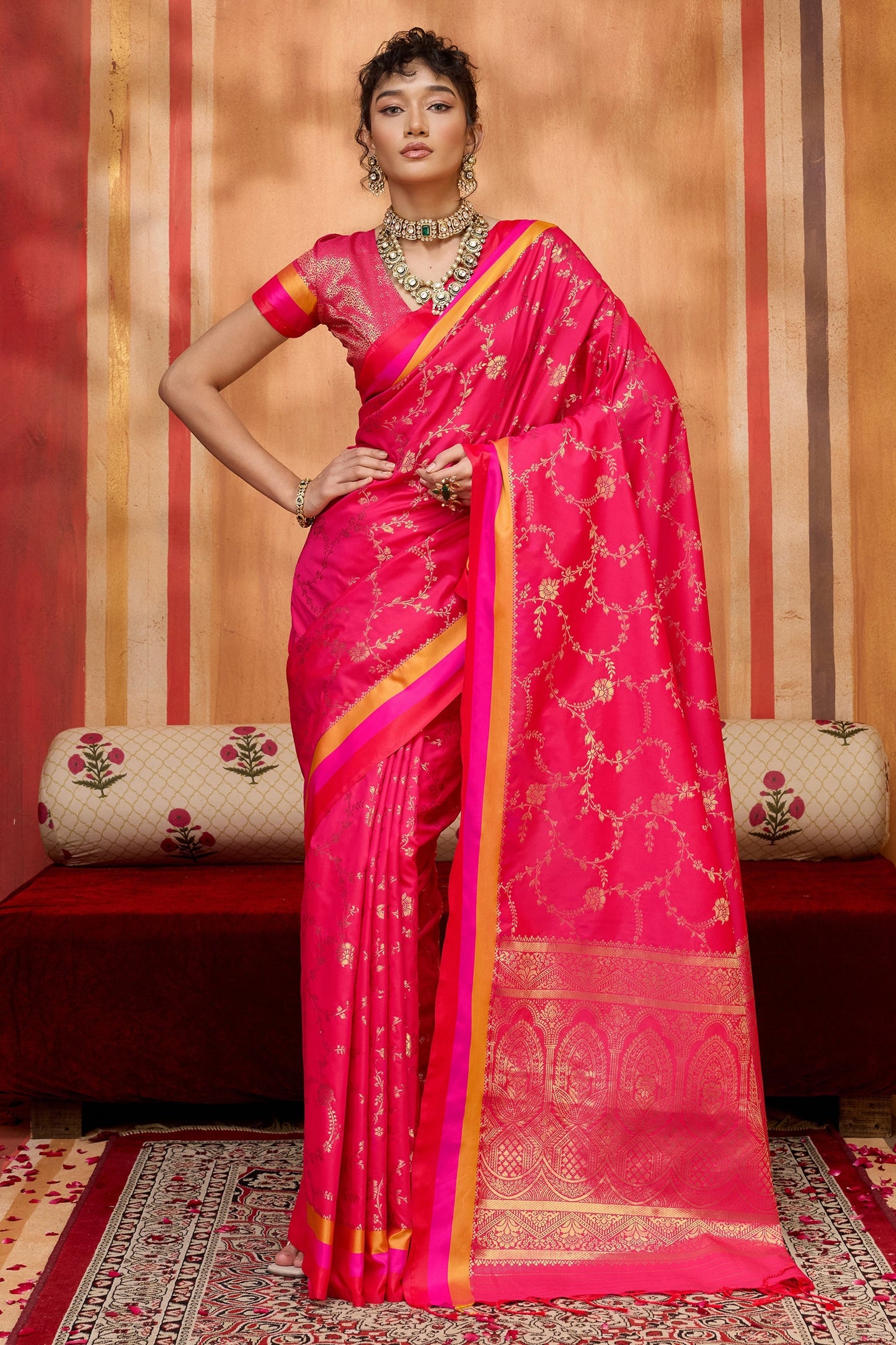 Pink Woven Silk Saree-SAR11235_1_SareeButa.com