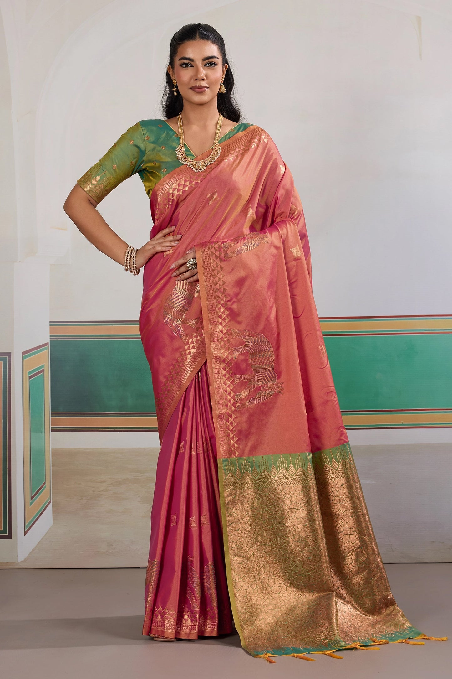 Pink Woven Silk Saree-SAR11472_1_SareeButa.com