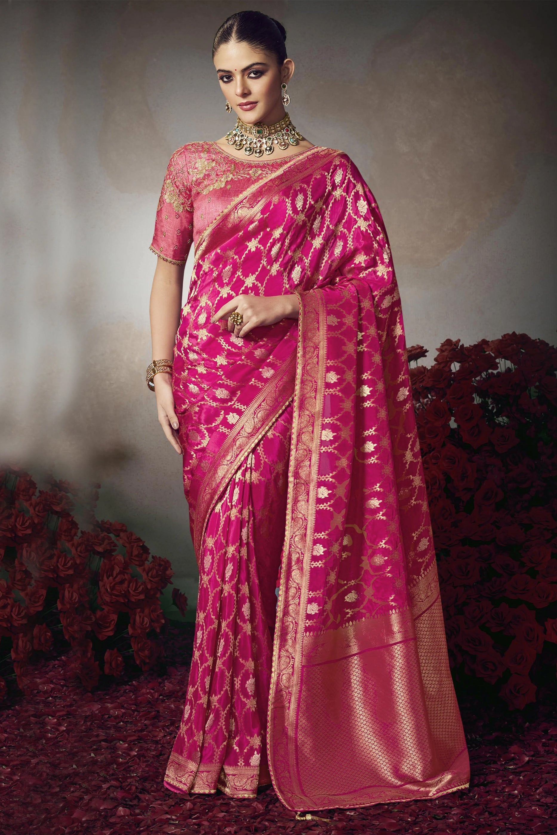 Pink Woven Silk Saree-SAR11597_1_SareeButa.com