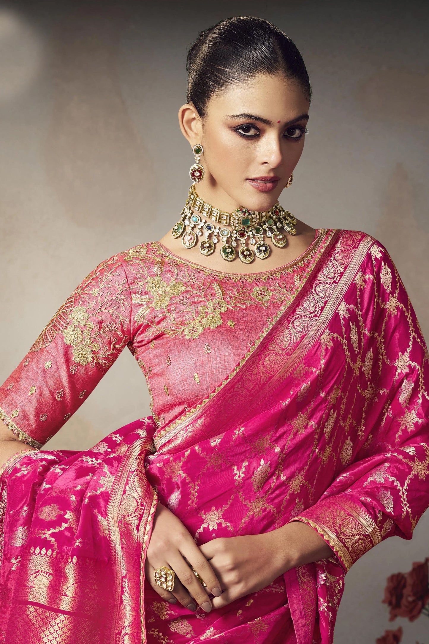 Pink Woven Silk Saree-SAR11597_2_SareeButa.com