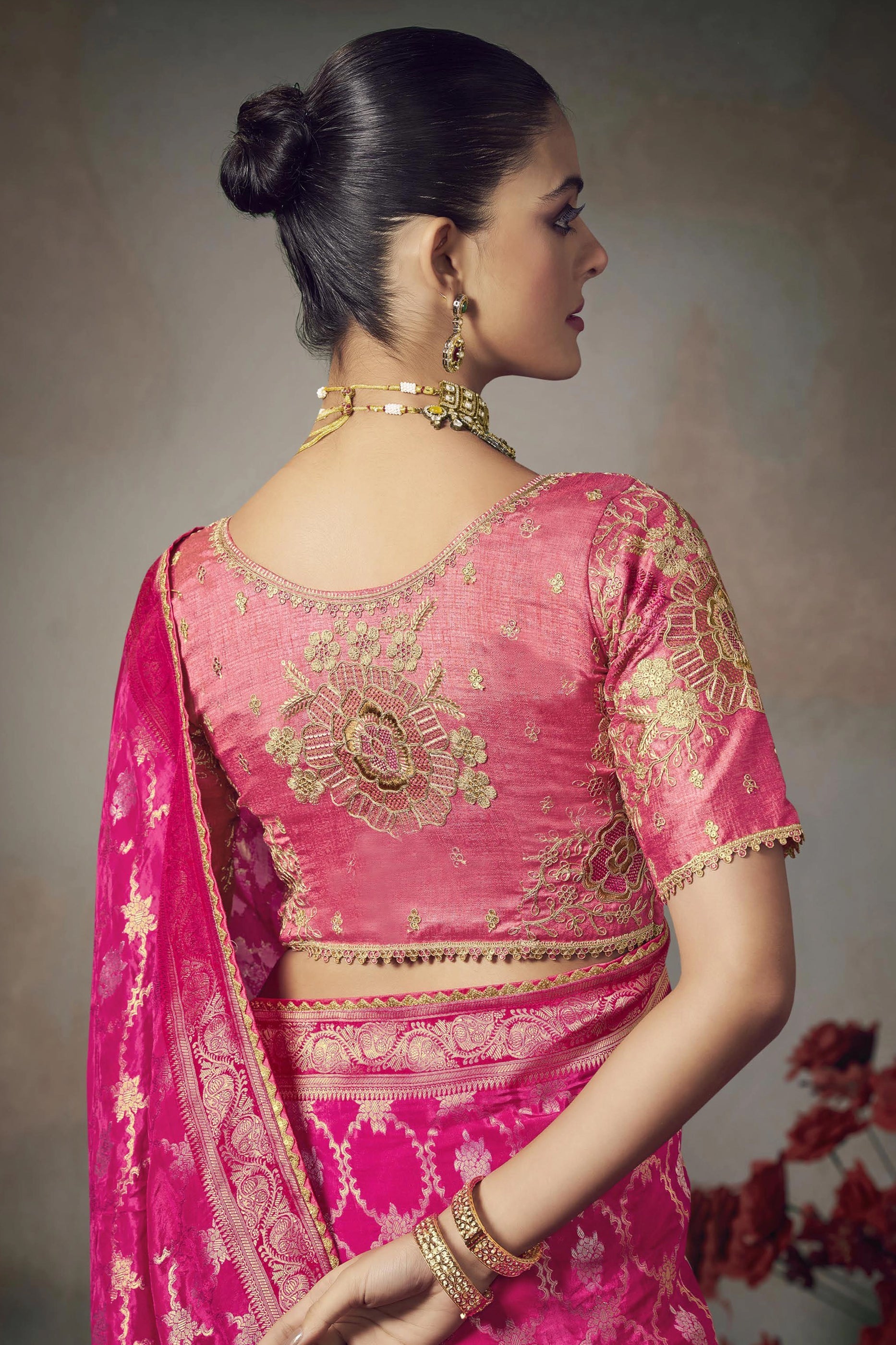 Pink Woven Silk Saree-SAR11597_3_SareeButa.com