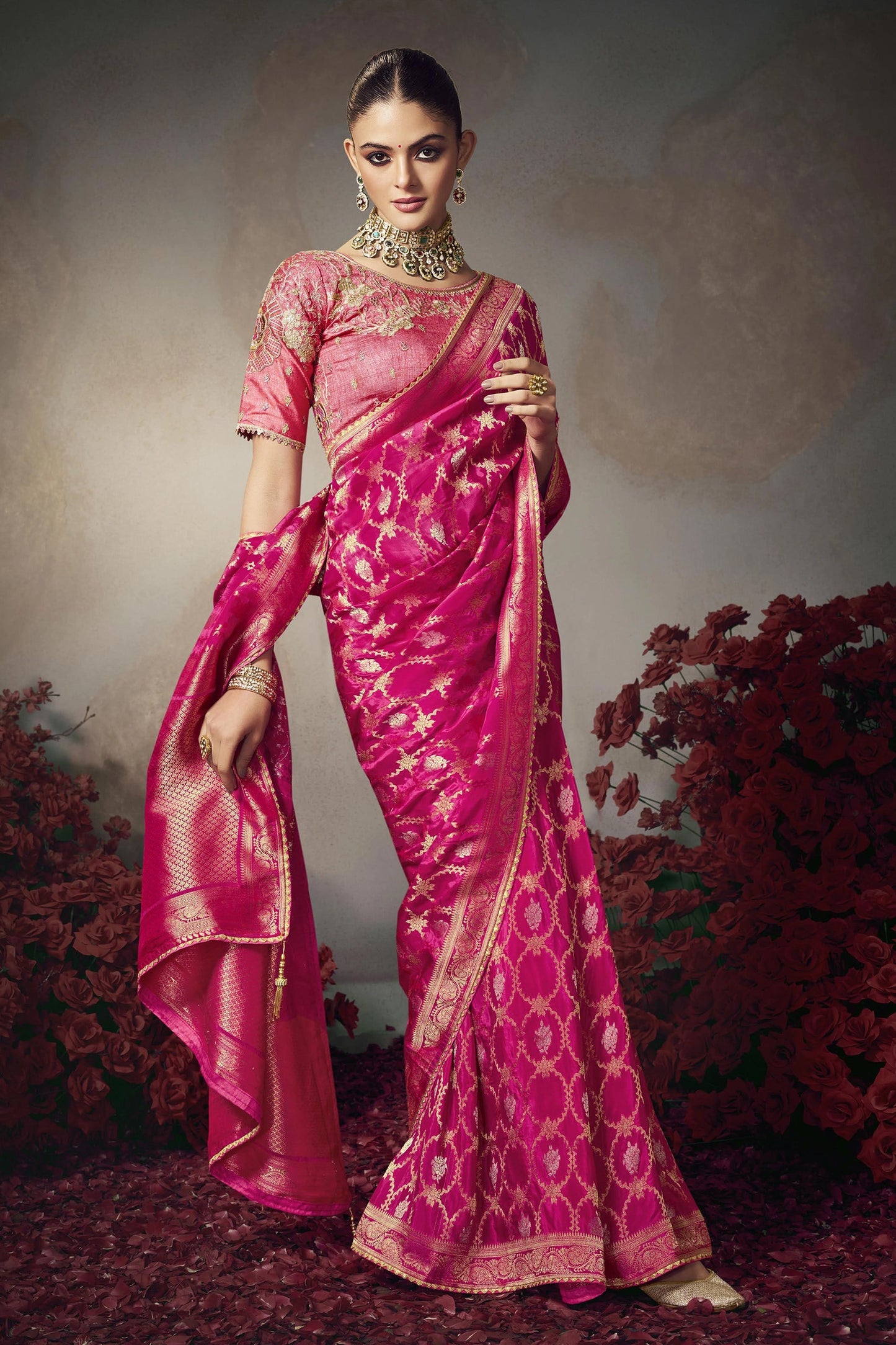 Pink Woven Silk Saree-SAR11597_4_SareeButa.com
