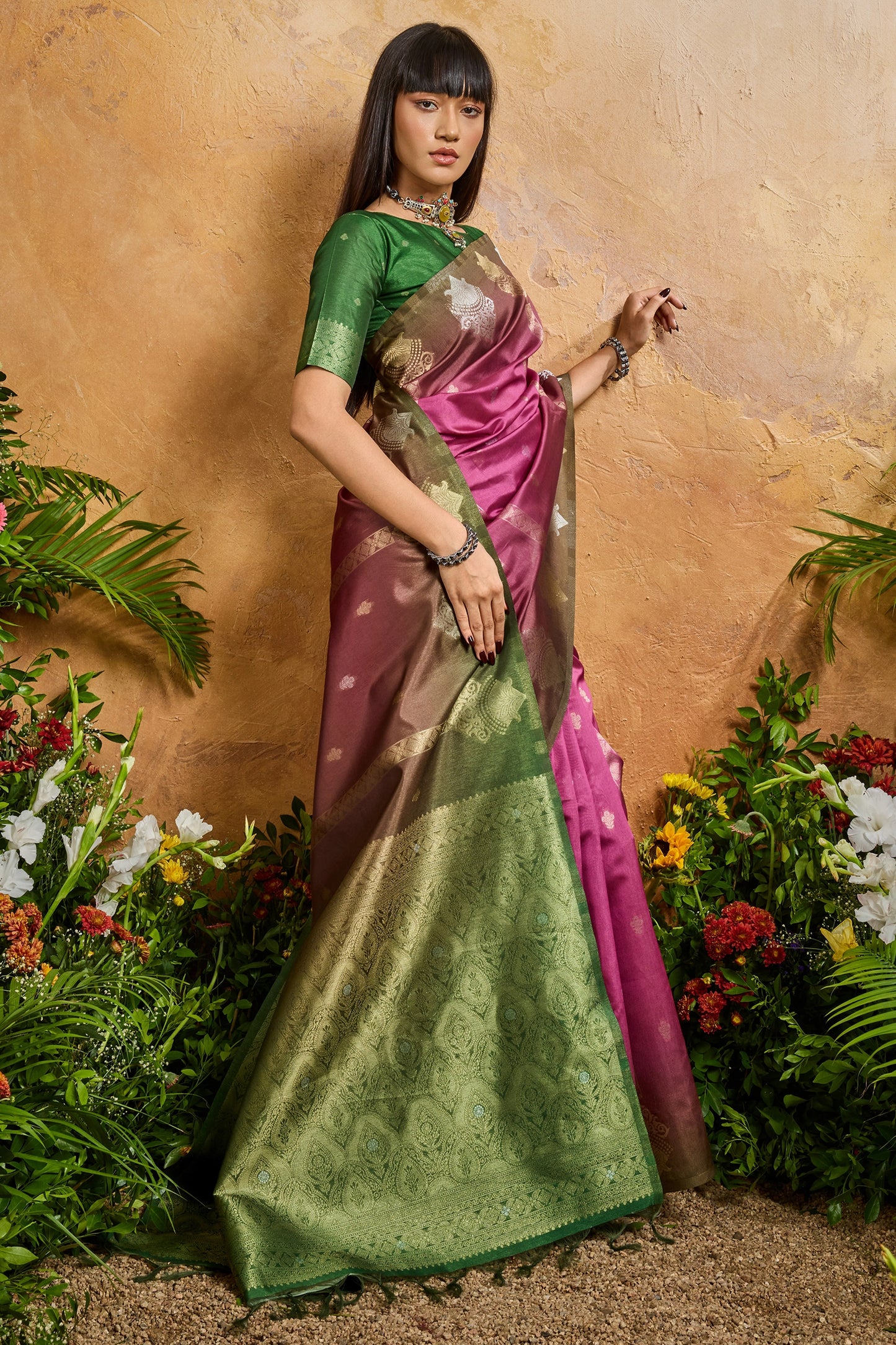 Pink Woven Silk Saree-SAR11942_4_SareeButa.com