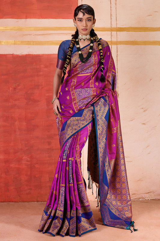 Pink Woven Silk Saree-SAR11956_1_SareeButa.com