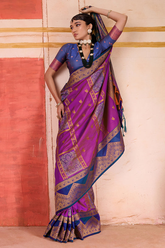 Pink Woven Silk Saree-SAR11956_2_SareeButa.com