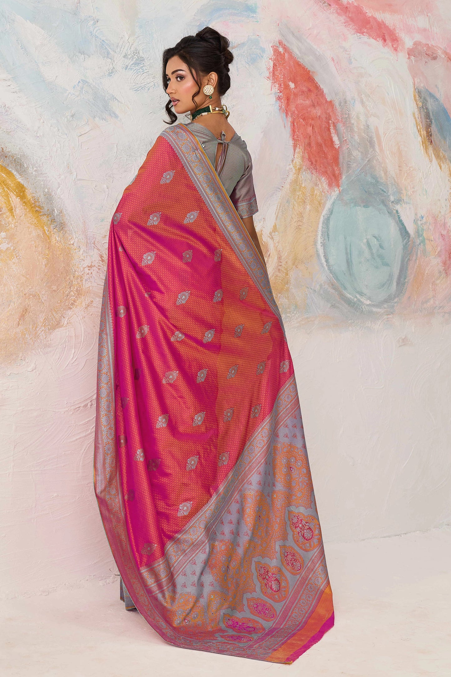 Pink Woven Silk Saree-SAR12317_4_SareeButa.com