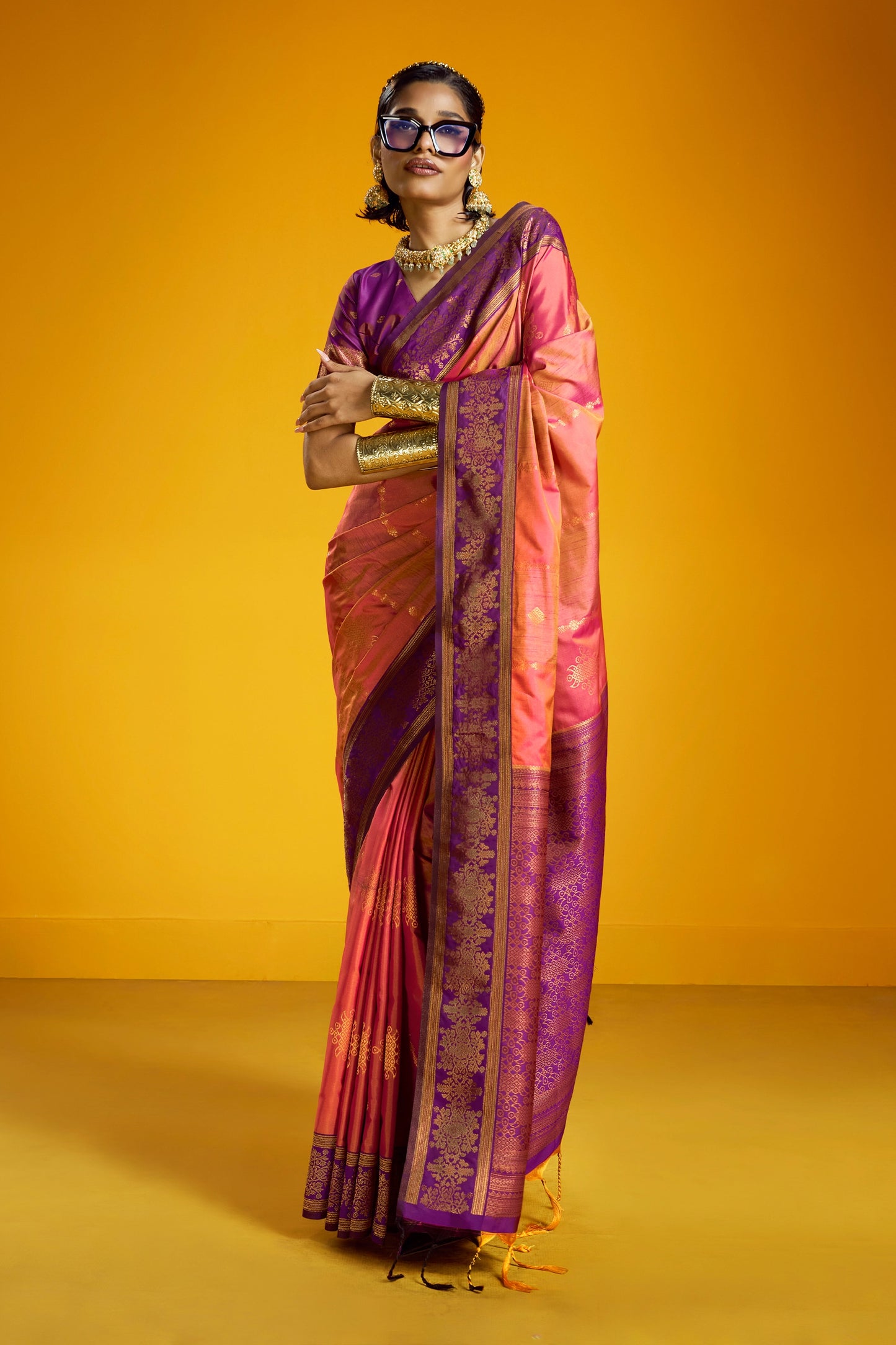 Pink Woven Silk Saree-SAR12365_1_SareeButa.com
