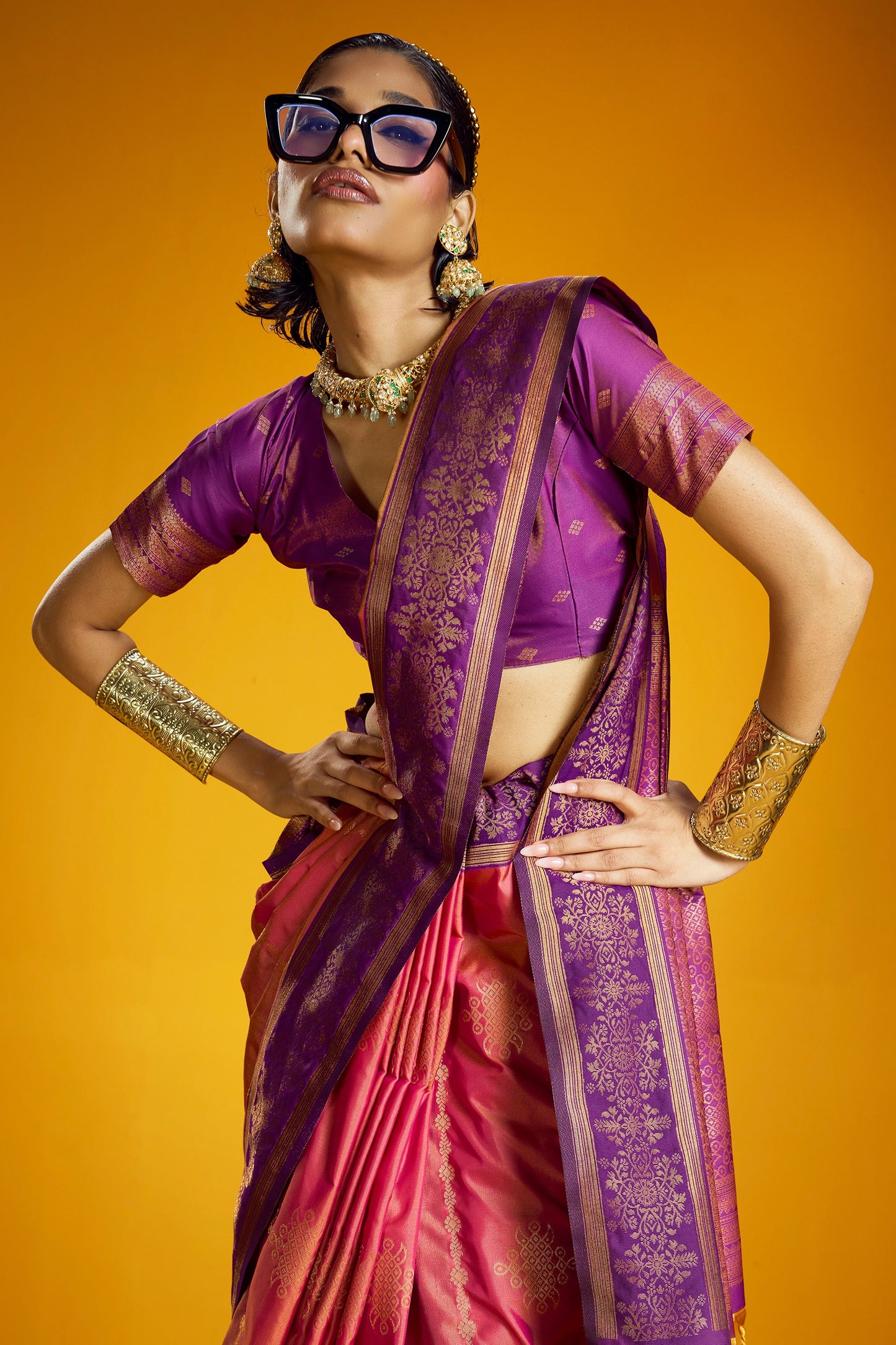 Pink Woven Silk Saree-SAR12365_2_SareeButa.com