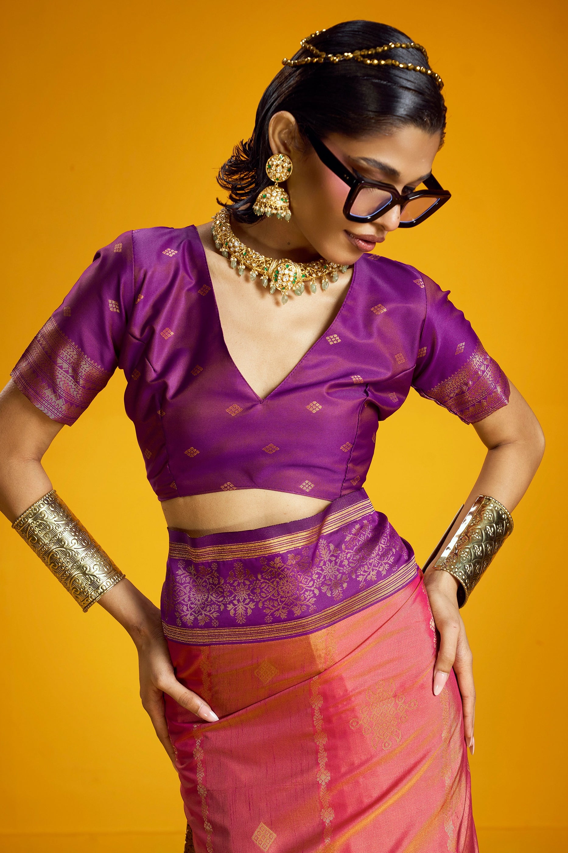 Pink Woven Silk Saree-SAR12365_5_SareeButa.com