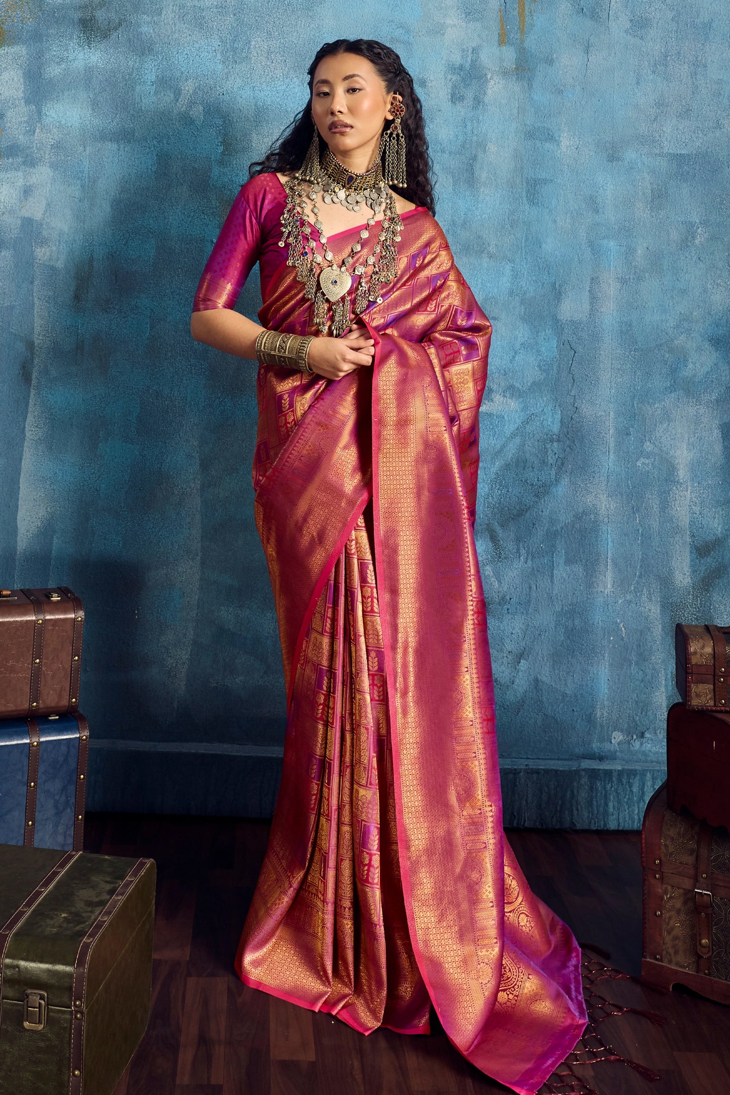 Pink Woven Silk Saree-SAR12378_1_SareeButa.com