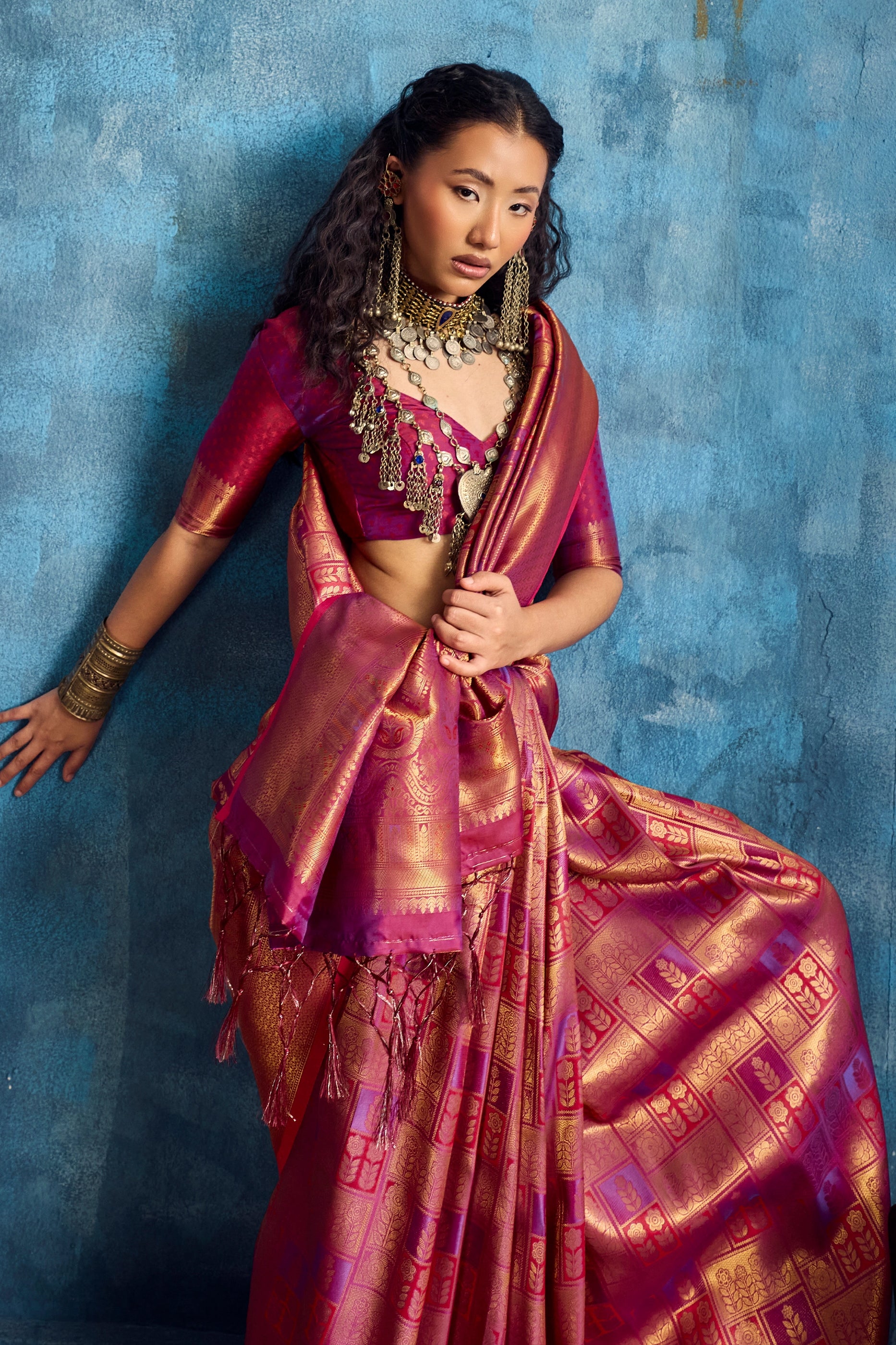 Pink Woven Silk Saree-SAR12378_2_SareeButa.com