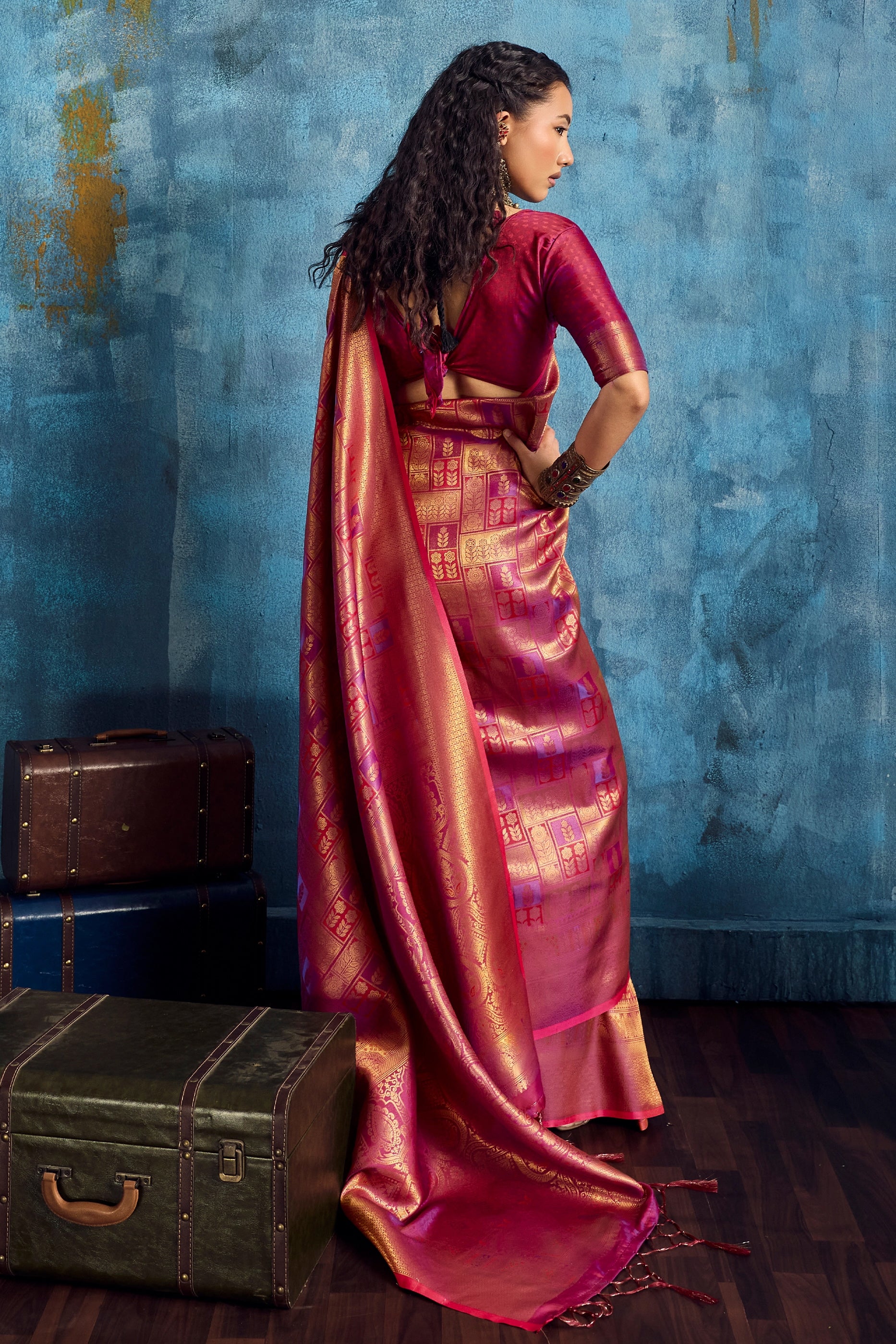 Pink Woven Silk Saree-SAR12378_4_SareeButa.com