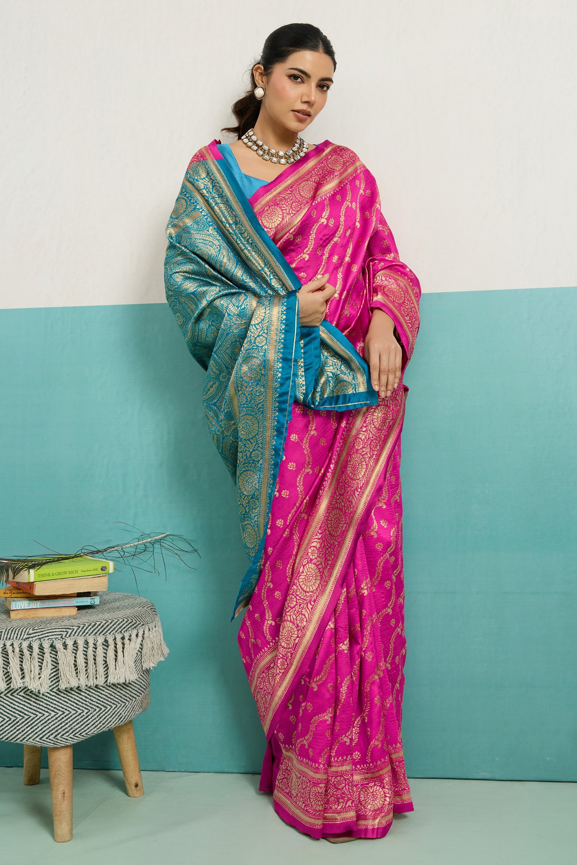Pink Woven Silk Saree-SAR12514_1_SareeButa.com