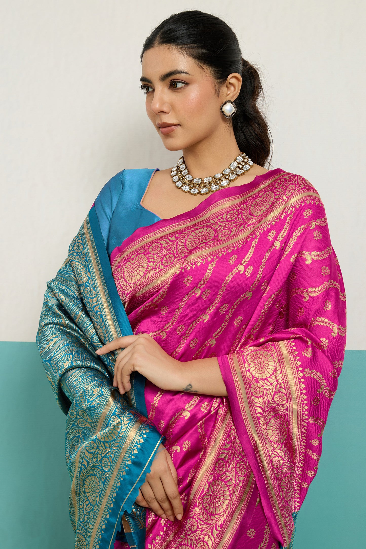 Pink Woven Silk Saree-SAR12514_2_SareeButa.com