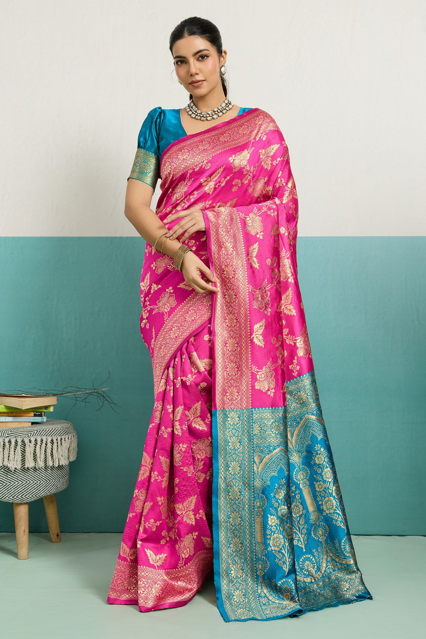 Pink Woven Silk Saree-SAR12519_1_SareeButa.com