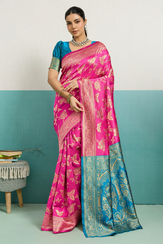 Pink Woven Silk Saree-SAR12519_1_SareeButa.com
