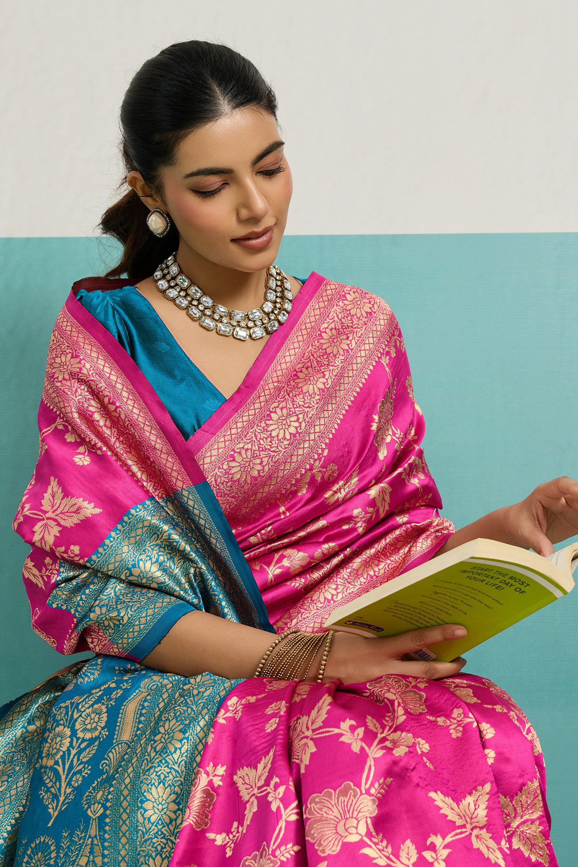 Pink Woven Silk Saree-SAR12519_2_SareeButa.com