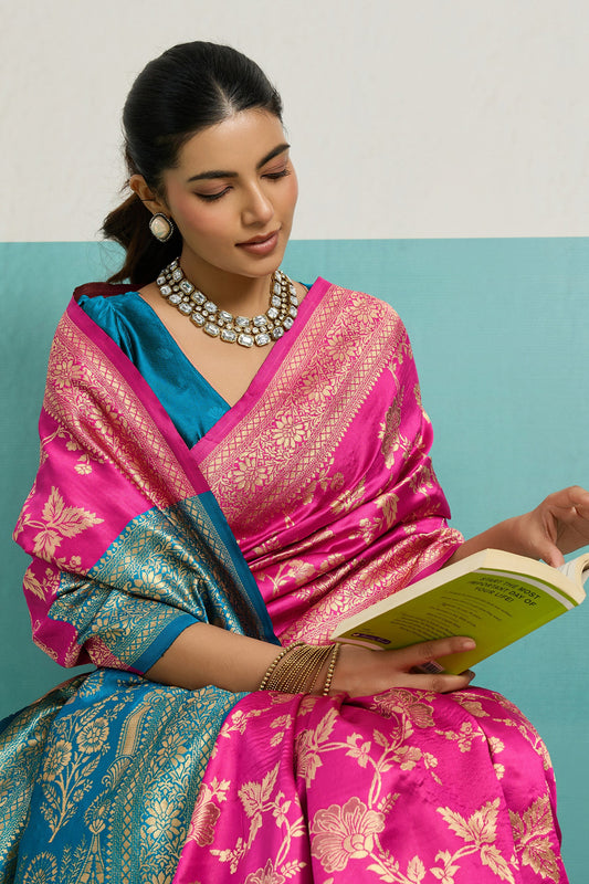 Pink Woven Silk Saree-SAR12519_2_SareeButa.com