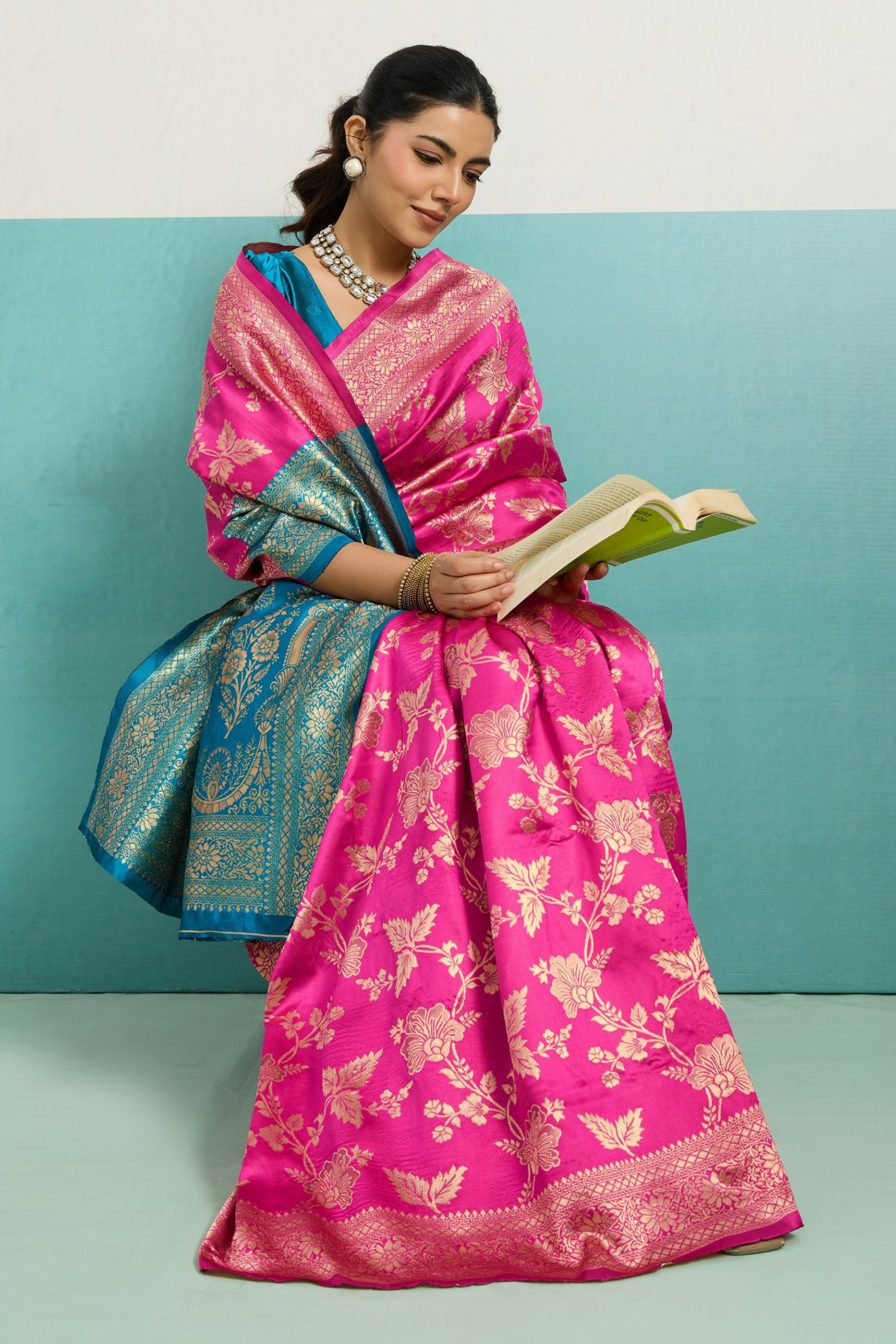 Pink Woven Silk Saree-SAR12519_3_SareeButa.com