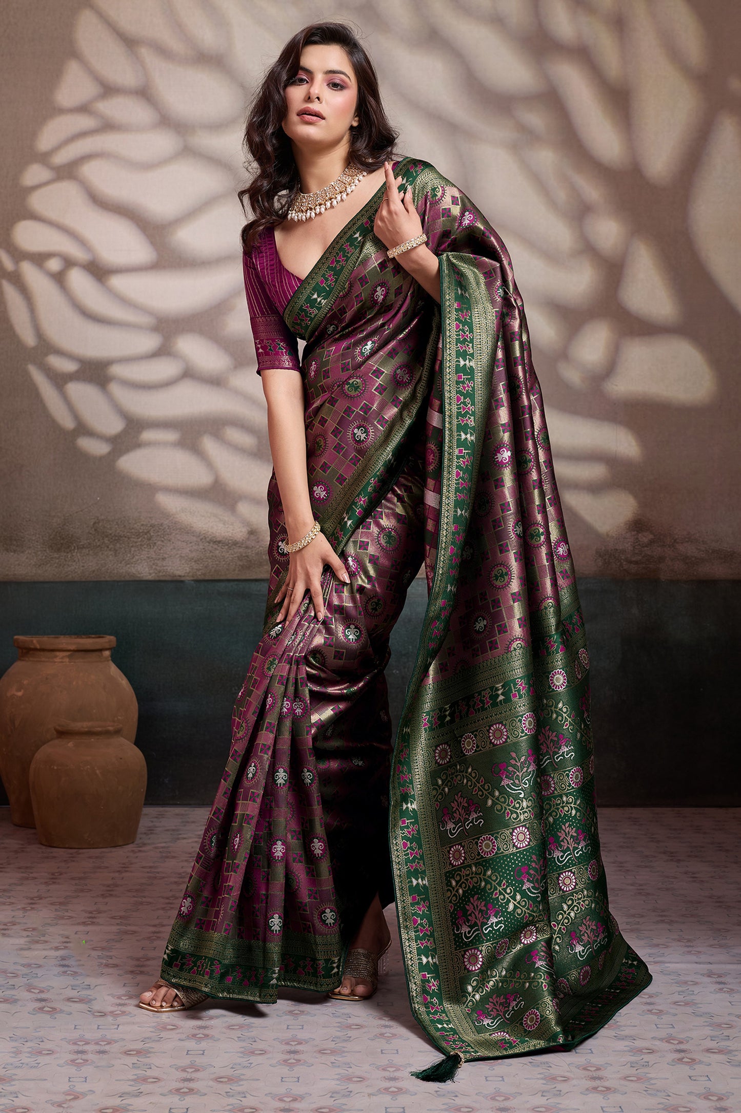 Pink Woven Silk Saree-SAR12551_1_SareeButa.com