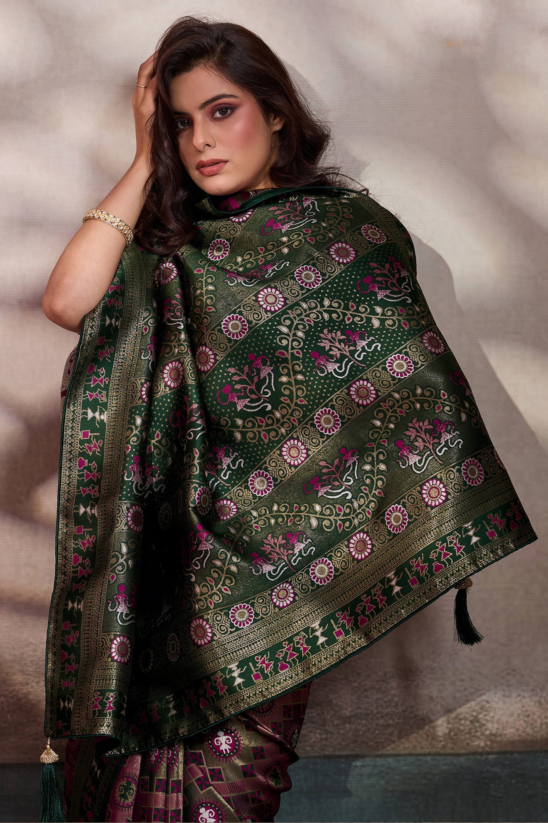 Pink Woven Silk Saree-SAR12551_2_SareeButa.com