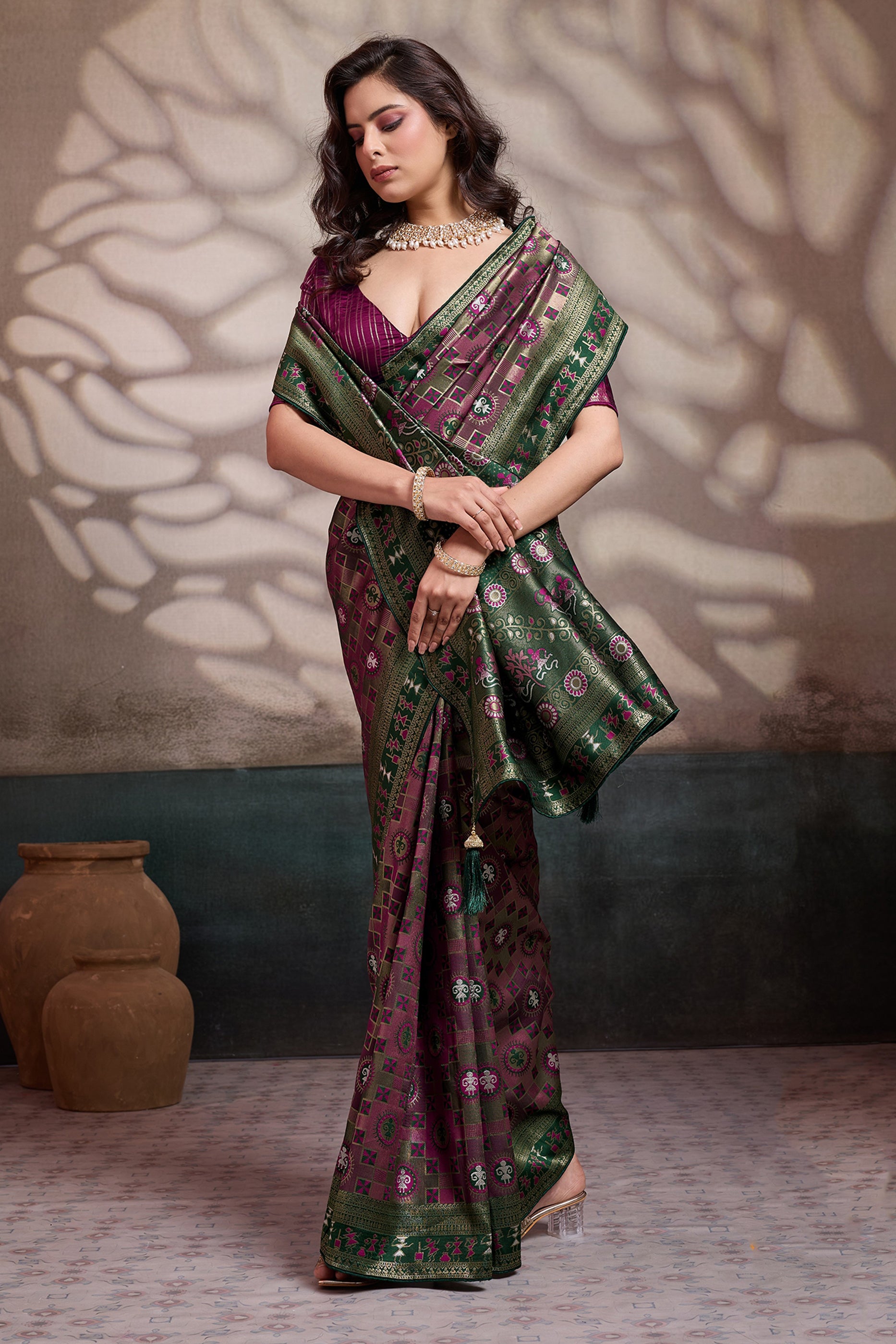 Pink Woven Silk Saree-SAR12551_3_SareeButa.com