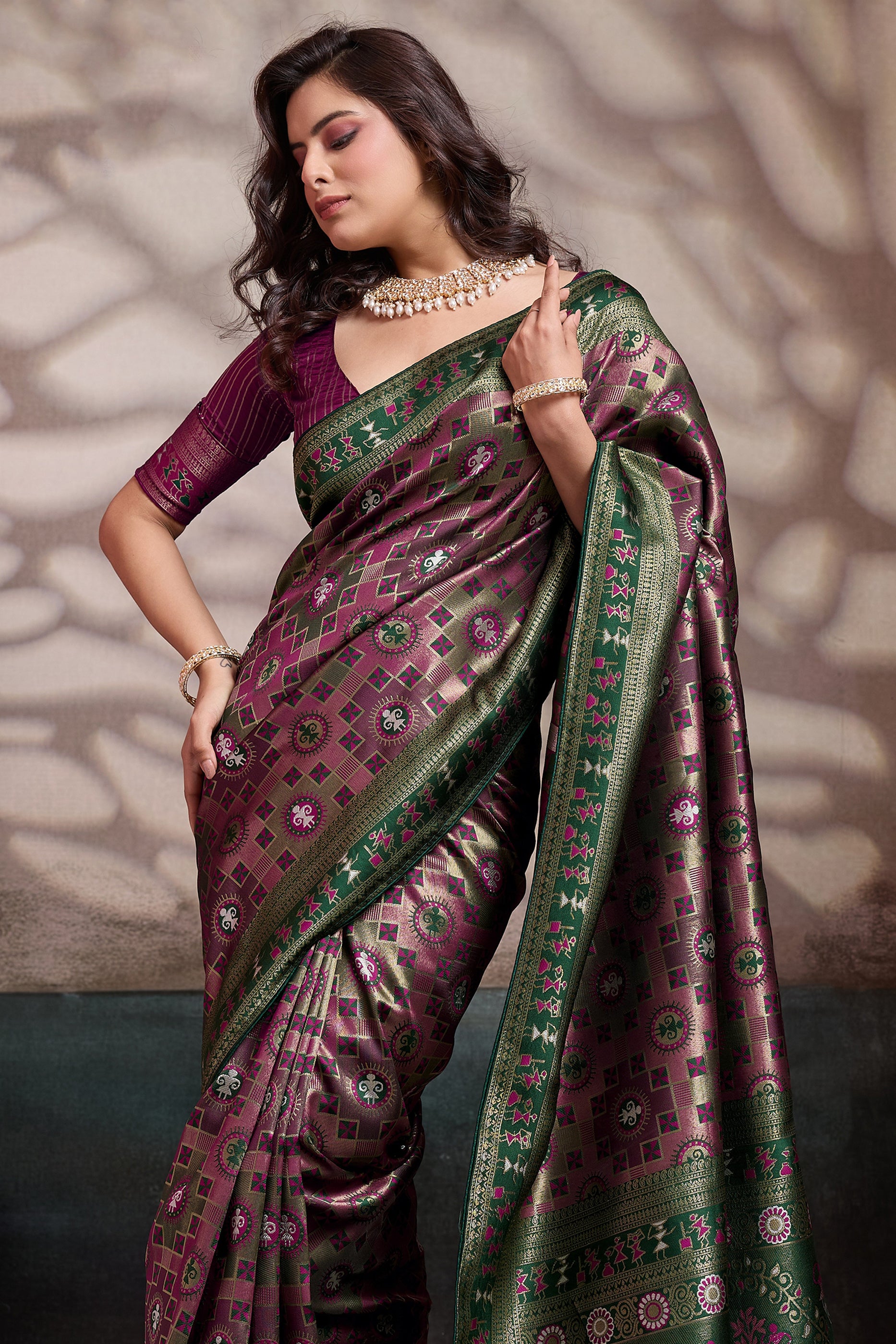 Pink Woven Silk Saree-SAR12551_4_SareeButa.com
