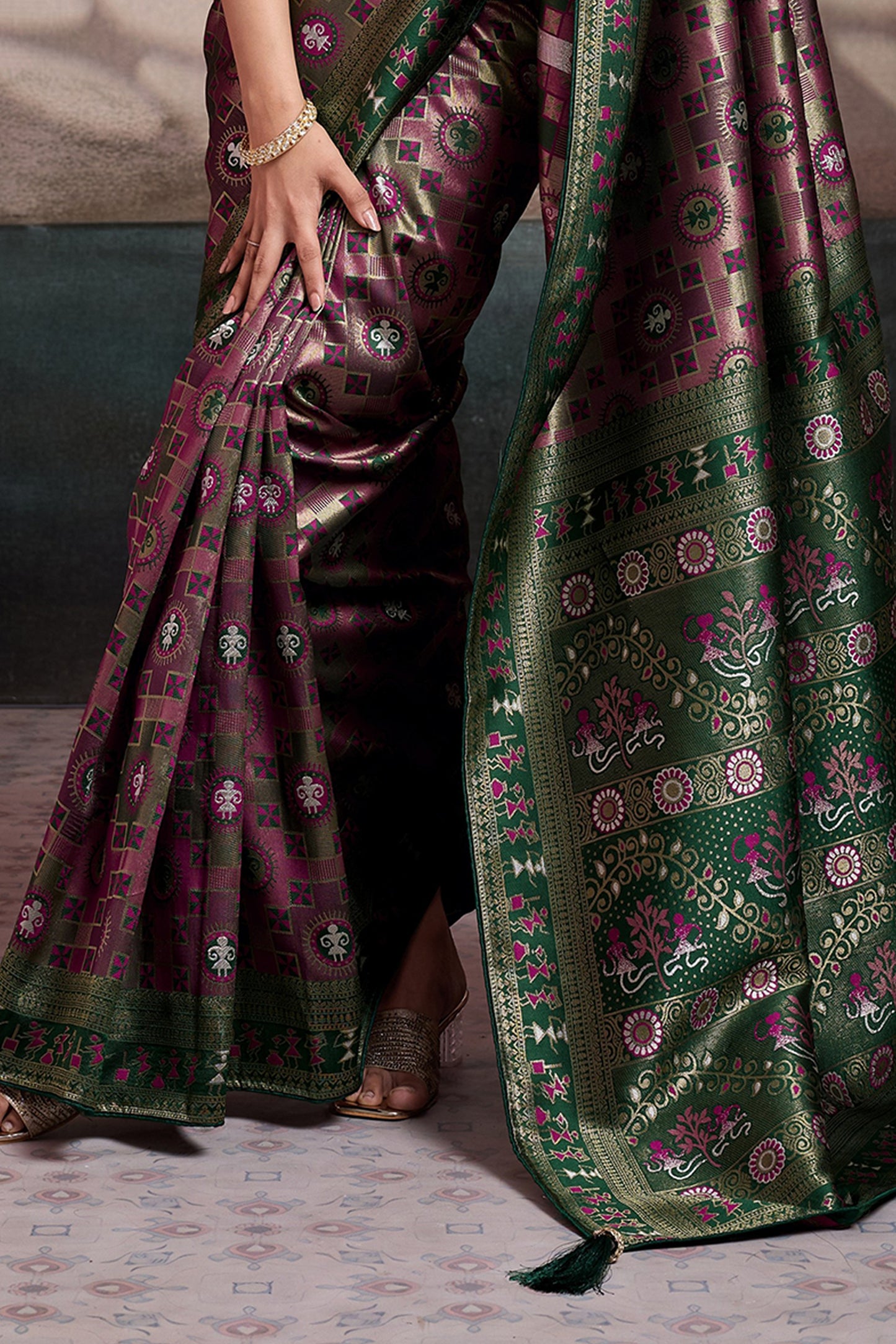 Pink Woven Silk Saree-SAR12551_5_SareeButa.com