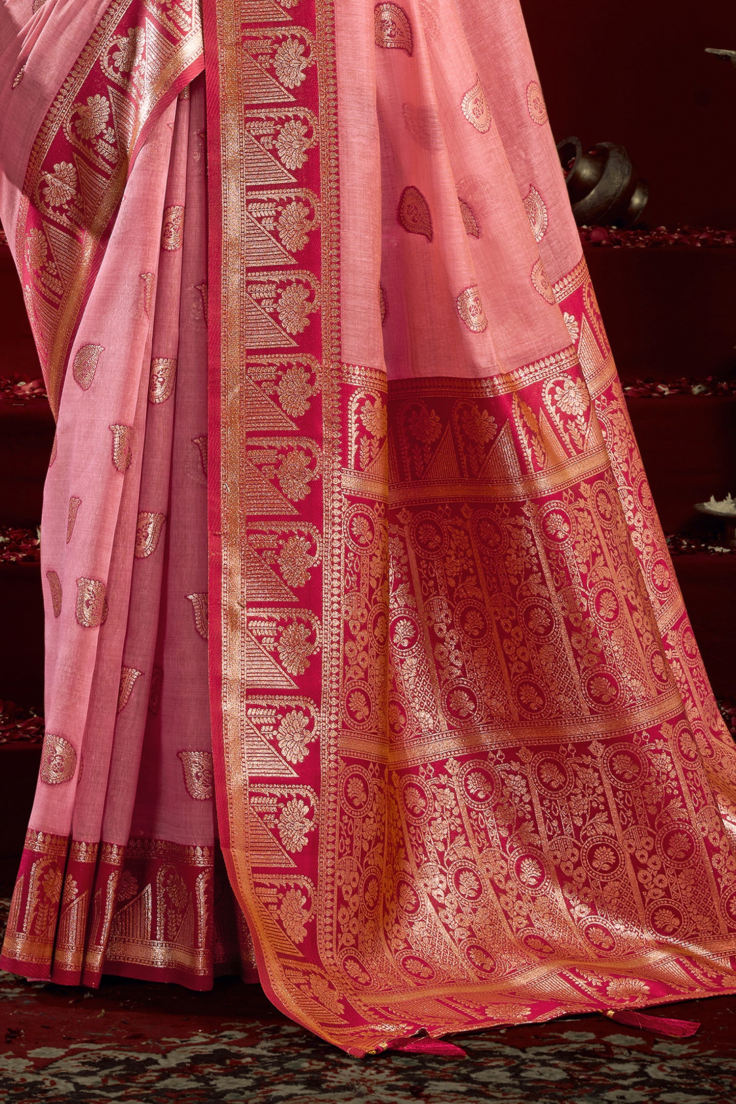 Pink Woven Silk Saree-SAR12630_5_SareeButa.com